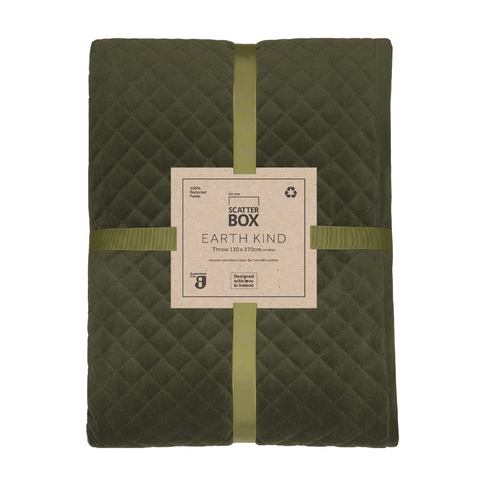 Erin Geometric Velvet Throw by Scatter Box in Earth Green